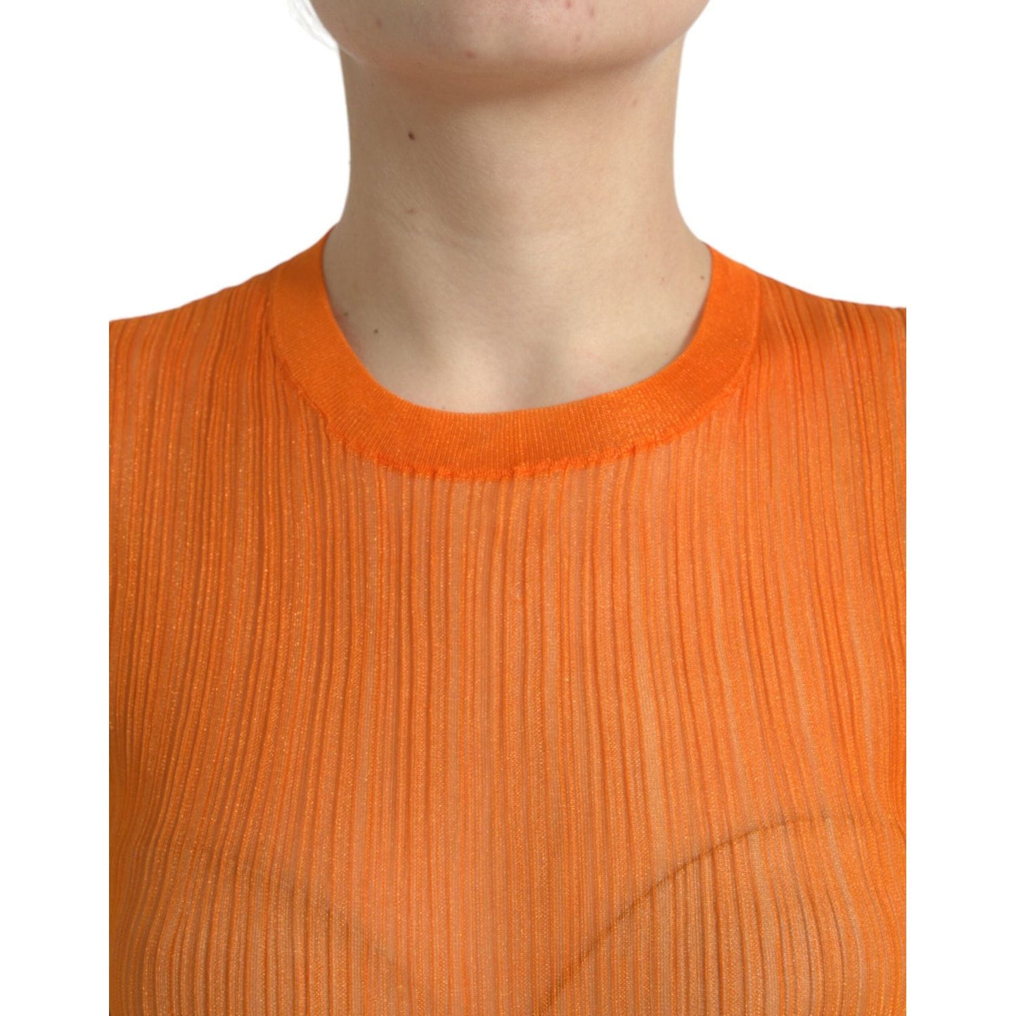 Dolce & Gabbana | Chic Orange Crew Neck Tank Top| McRichard Designer Brands   