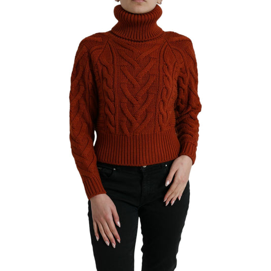 Dolce & Gabbana | Elegant Brown Turtleneck Wool Sweater| McRichard Designer Brands   