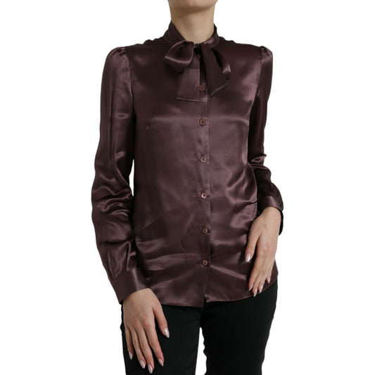 Dolce & Gabbana | Elegant Silk Ascot Collar Blouse| McRichard Designer Brands   
