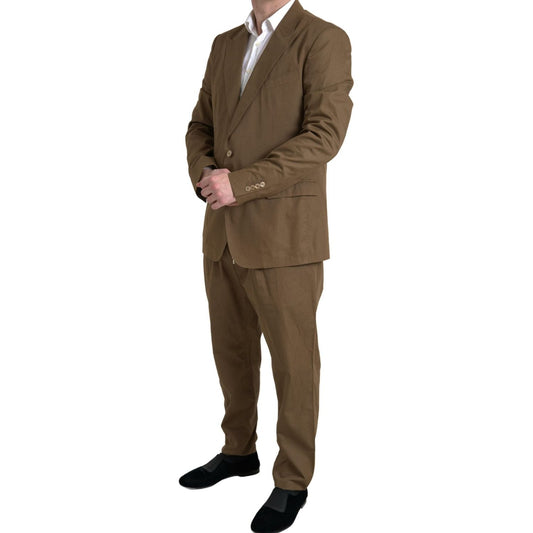 Dolce & Gabbana Elegant Brown Silk Blend Taormina Suit brown-2-piece-single-breasted-taormina-suit