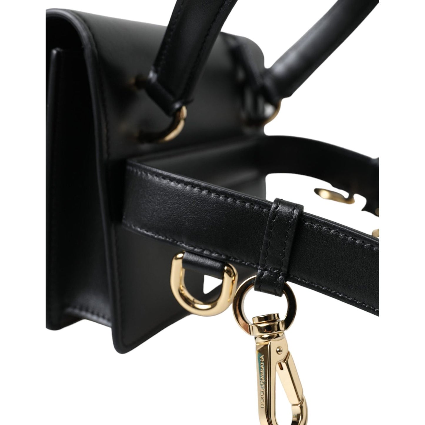 Dolce & GabbanaElegant Black Leather Belt Bag with Gold AccentsMcRichard Designer Brands£1279.00