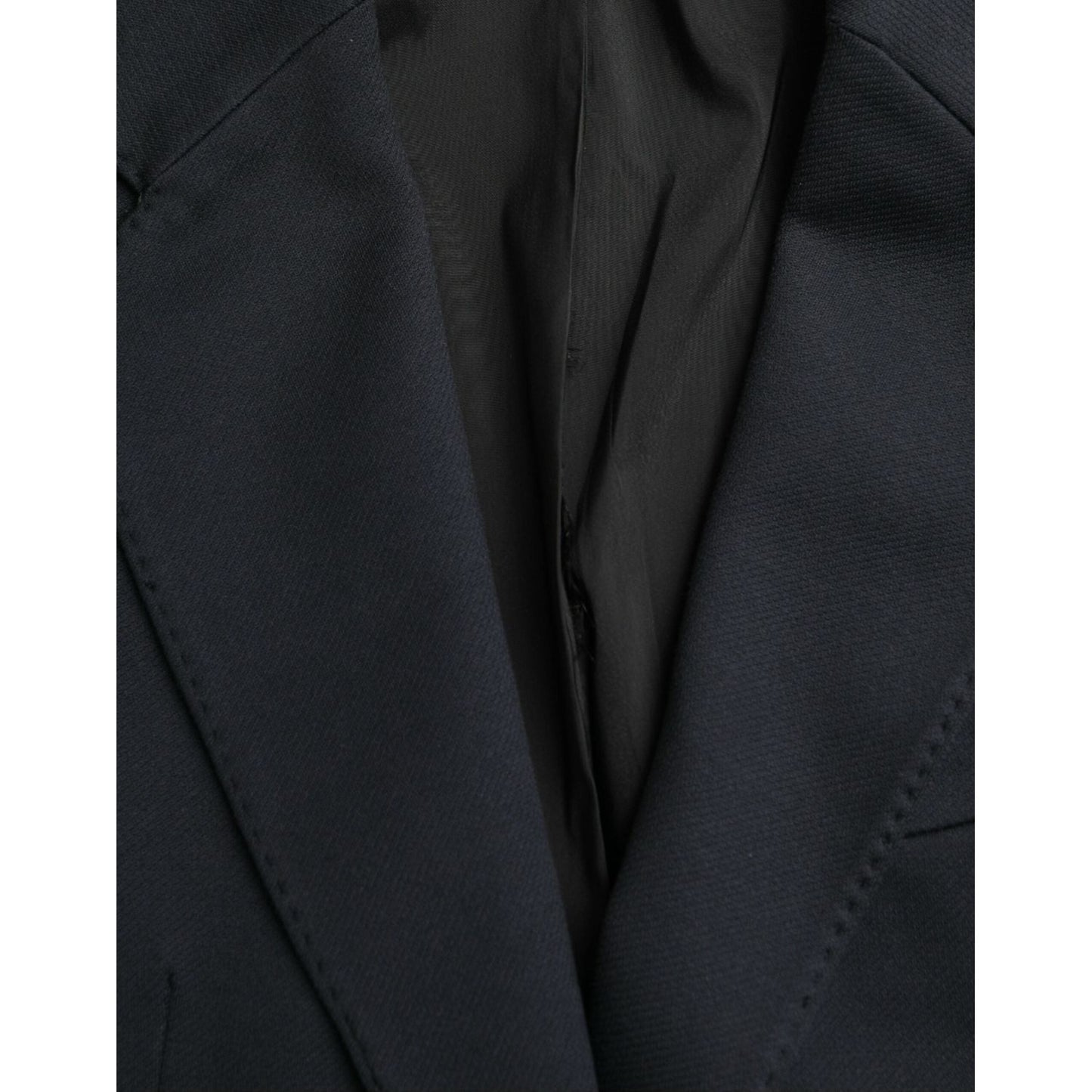 Dolce & Gabbana Dark Blue Cotton Single Breasted Coat Blazer dark-blue-cotton-single-breasted-coat-blazer