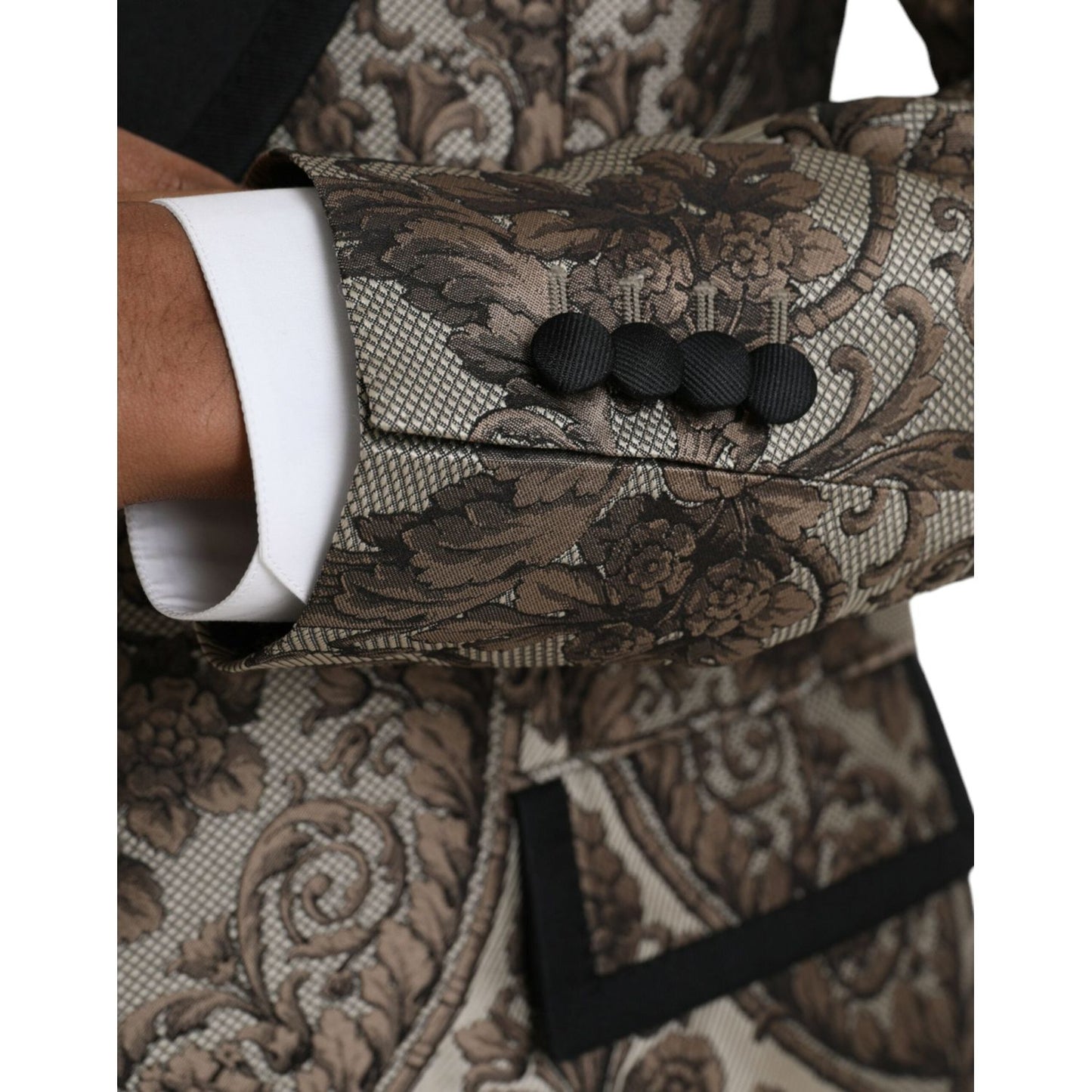Dolce & Gabbana Brown Floral Jacquard Formal 3 Piece Suit brown-floral-jacquard-formal-3-piece-suit