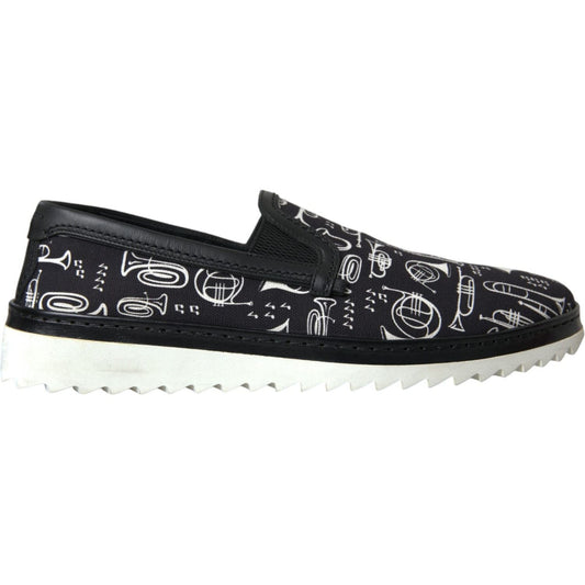 Black Instrument Print Slip On Loafers Shoes Dolce & Gabbana