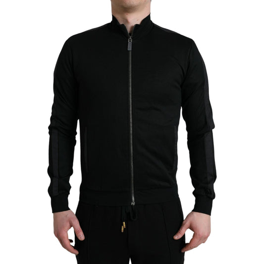 Dolce & Gabbana | Black Cotton Full Zip Long Sleeves Sweater| McRichard Designer Brands   