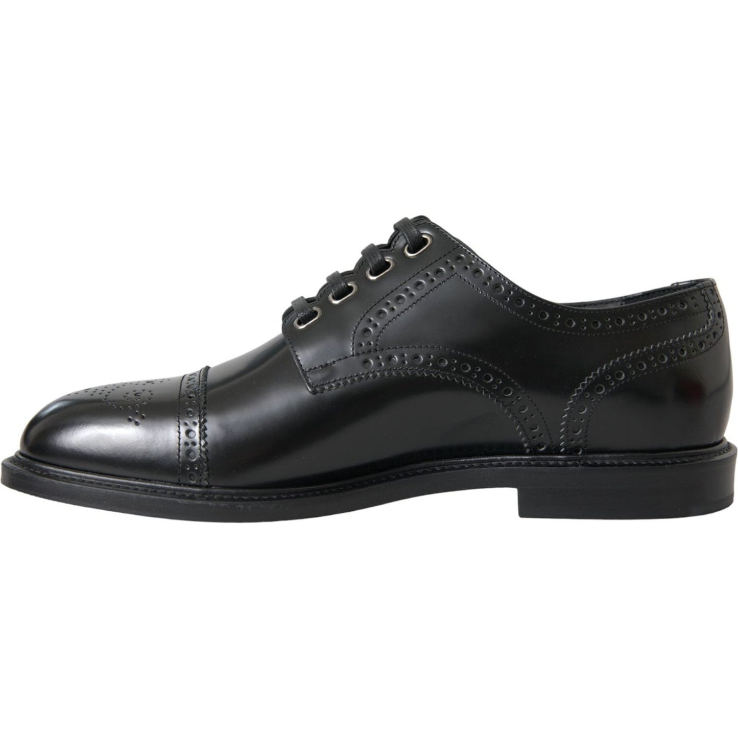 Black Leather Oxford Wingtip Derby Shoes Dolce & Gabbana
