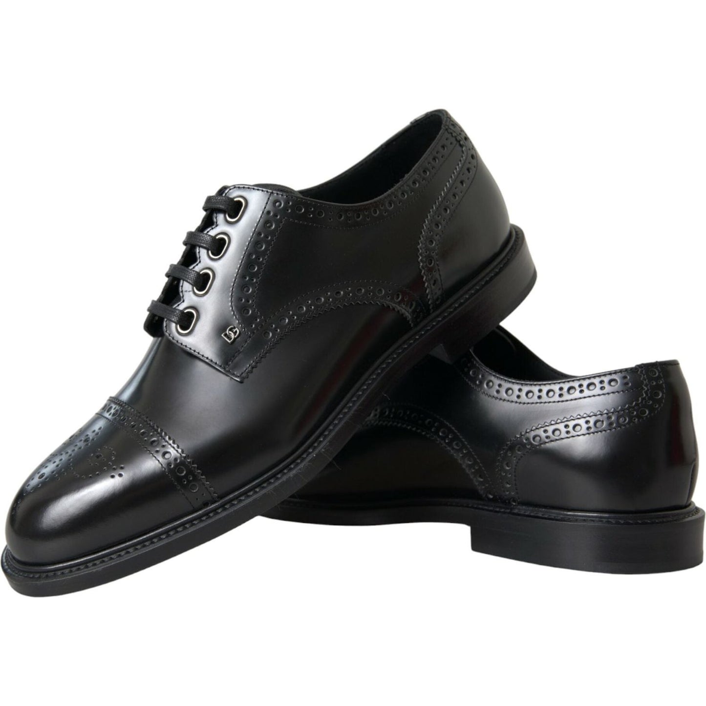 Black Leather Oxford Wingtip Derby Shoes Dolce & Gabbana