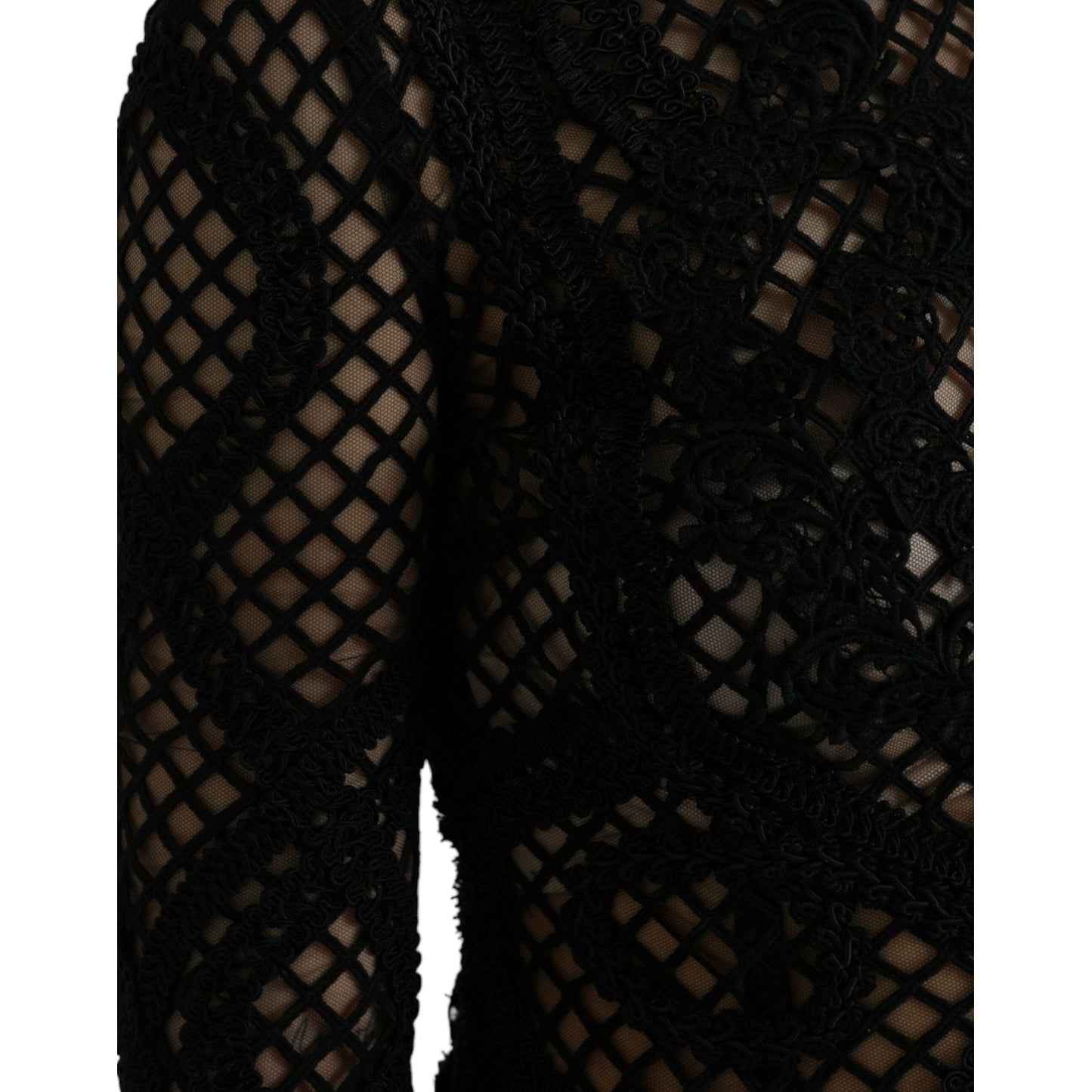 Dolce & Gabbana Black Sheer Long Sleeves Sheath Midi Dress black-sheer-long-sleeves-sheath-midi-dress