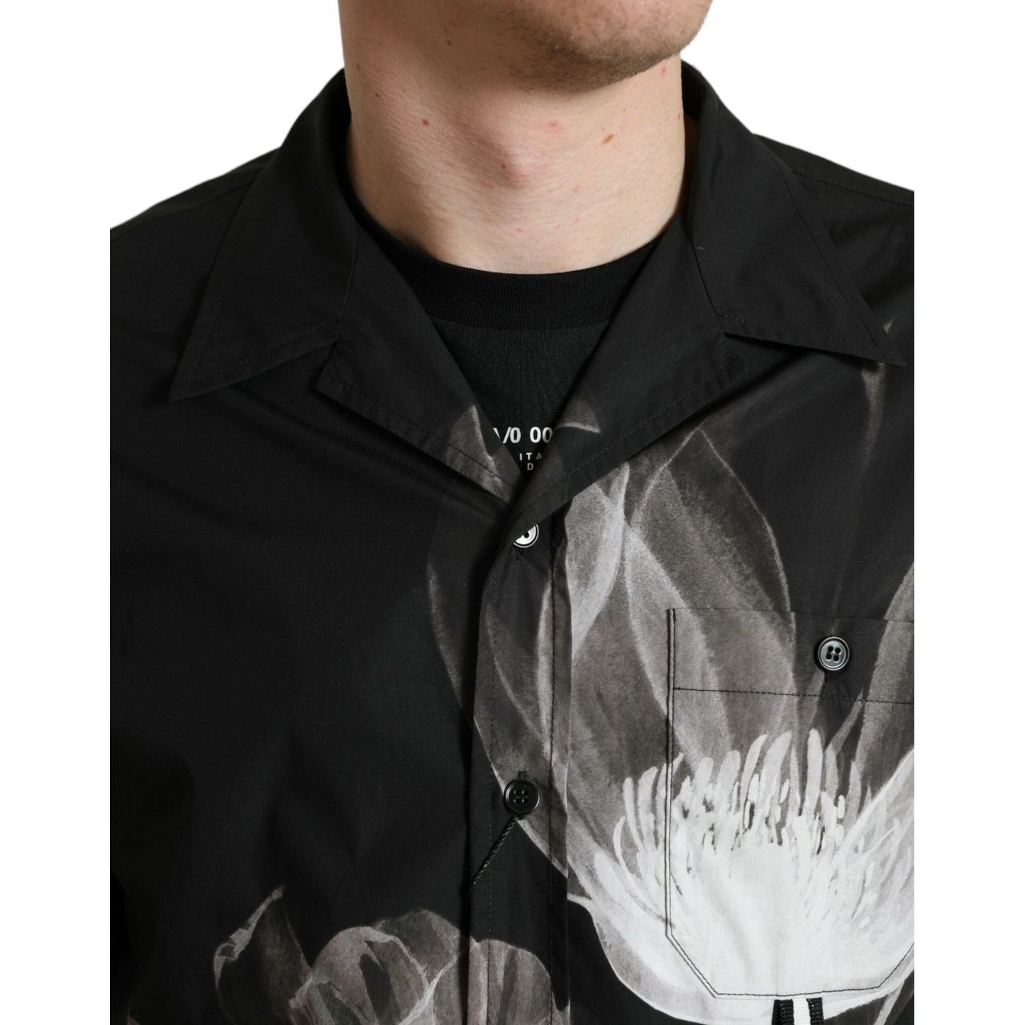 Dolce & Gabbana Floral Elegance Button Down Shirt black-floral-cotton-collared-long-sleeves-men-shirt