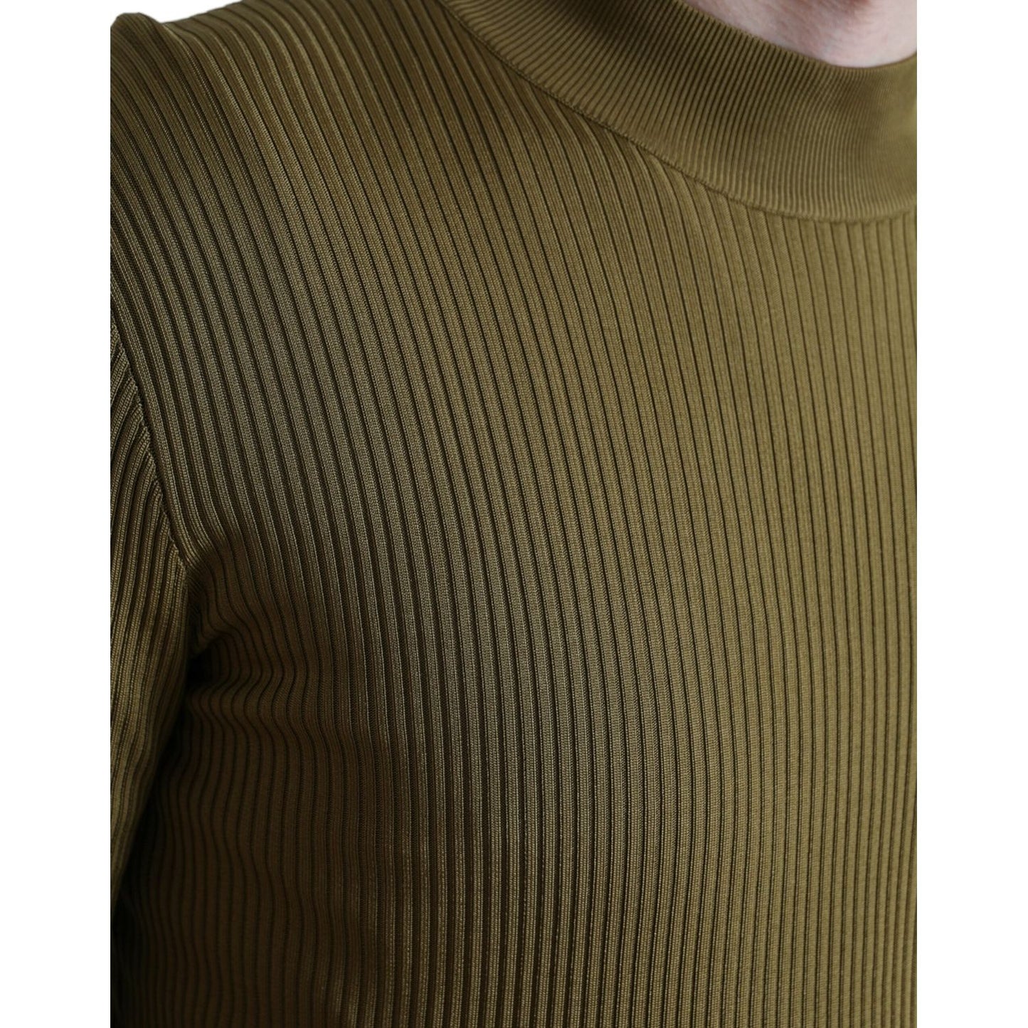 Dolce & Gabbana Army Green Viscose Crew Neck Sweater army-green-viscose-crewneck-pullover-sweater