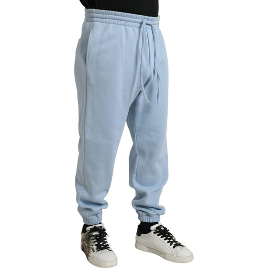 Dolce & Gabbana Elegant Light Blue Cotton Blend Joggers light-blue-cotton-sweatpants-men-jogger-pants