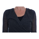 Ermanno Scervino Gray Wool Lace Top Long Sleeved T-shirt