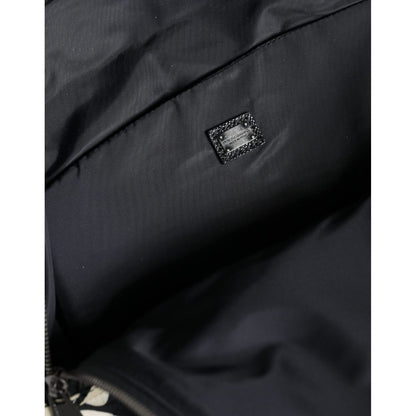 Dolce & Gabbana Black White Nylon Leather Travel Back Pack Bag