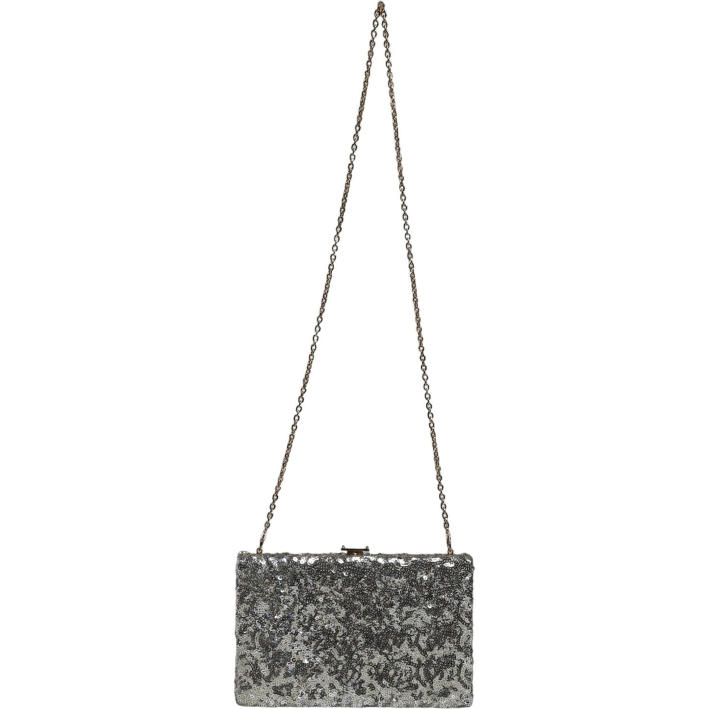 Dolce & Gabbana Silver Sequined Clutch Evening Crossbody Bag Dolce & Gabbana