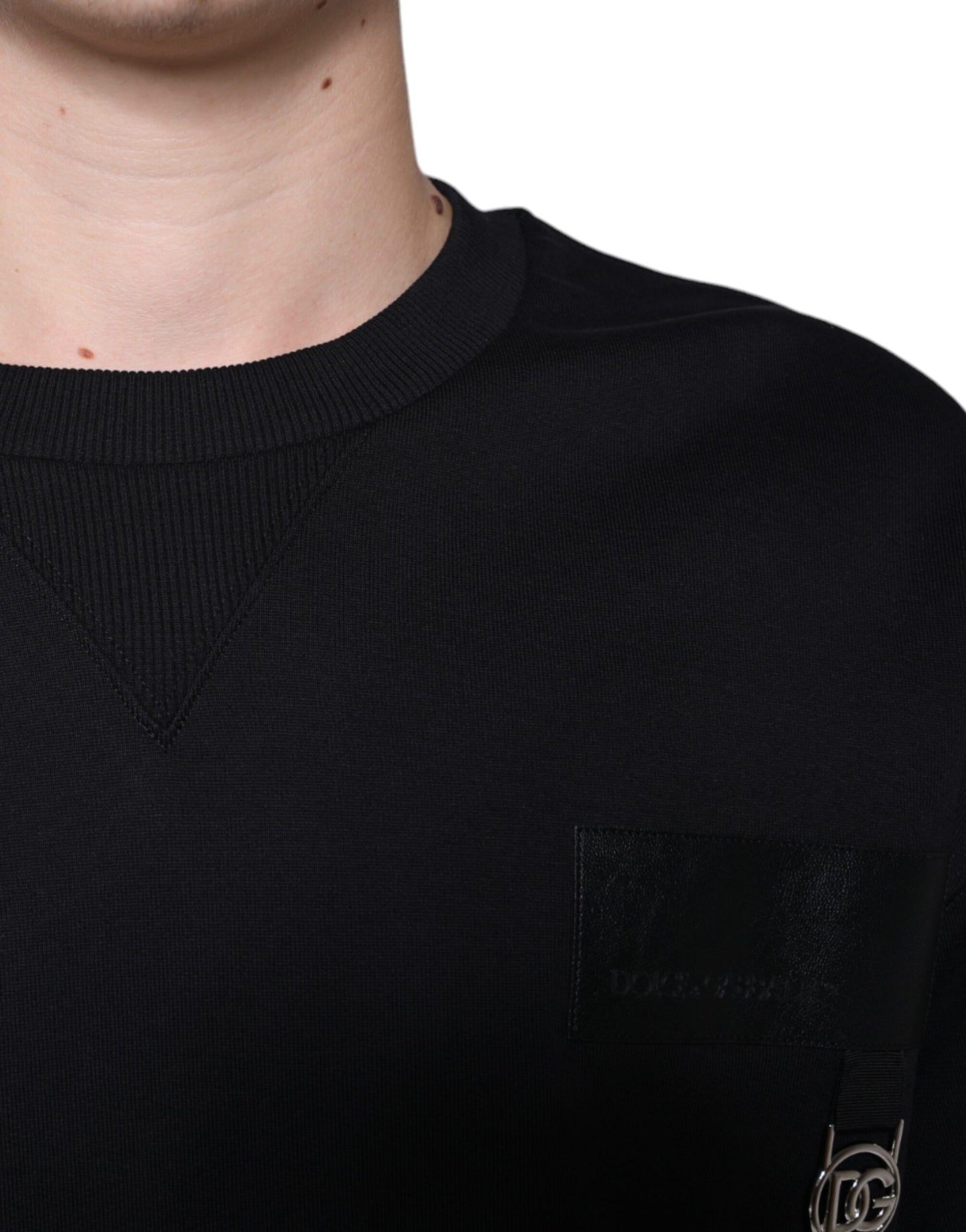 Dolce & Gabbana Black Logo Cotton Long Sleeves Sweatshirt Sweater