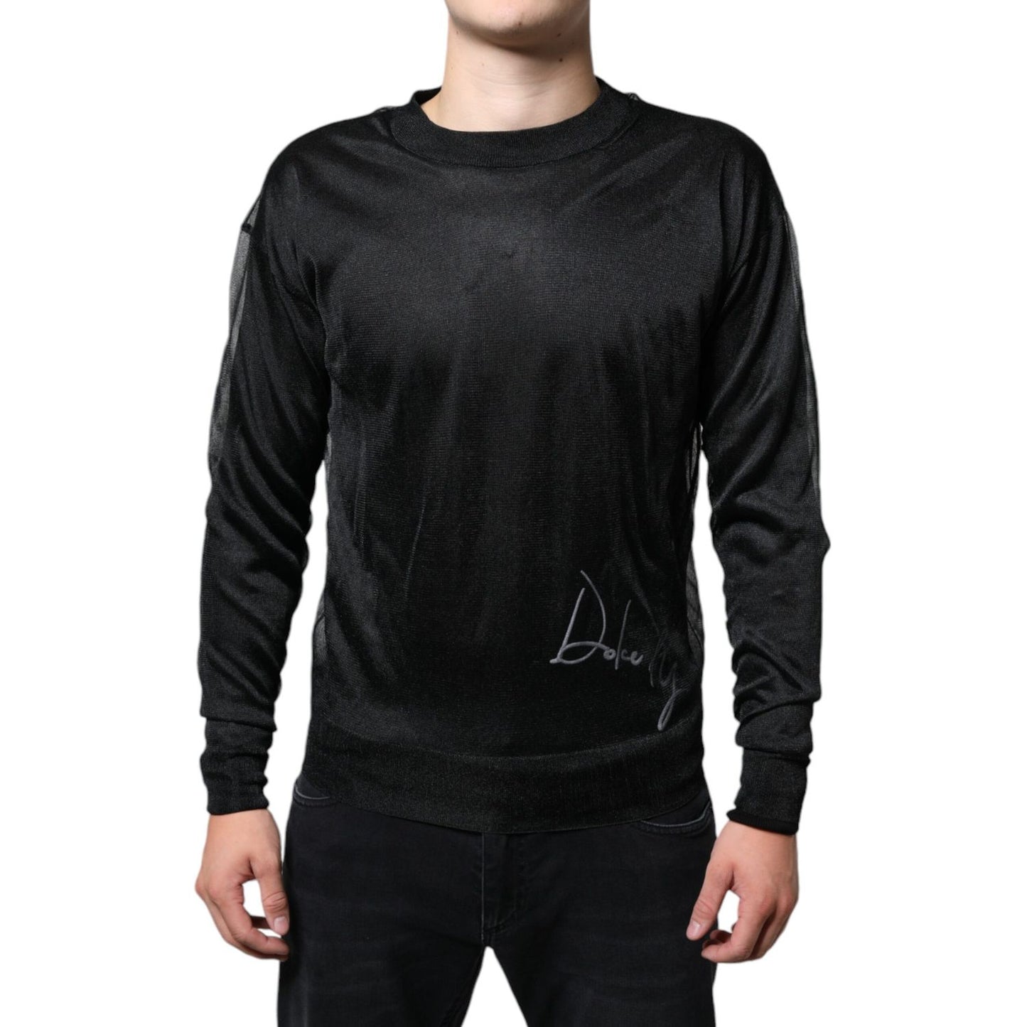 Dolce & Gabbana Black Polyester Pullover Sweatshirt Sweater