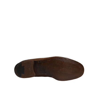 Dolce & Gabbana Brown Calf Hair Leather Loafers Formal Dress Shoes