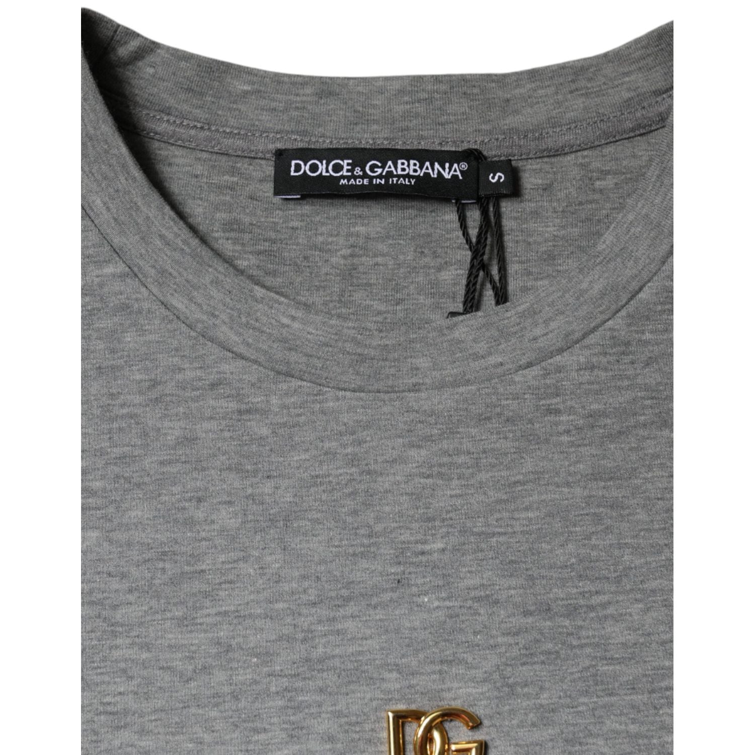 Dolce & Gabbana Gray Cotton Blend Embellished Tee T-shirt