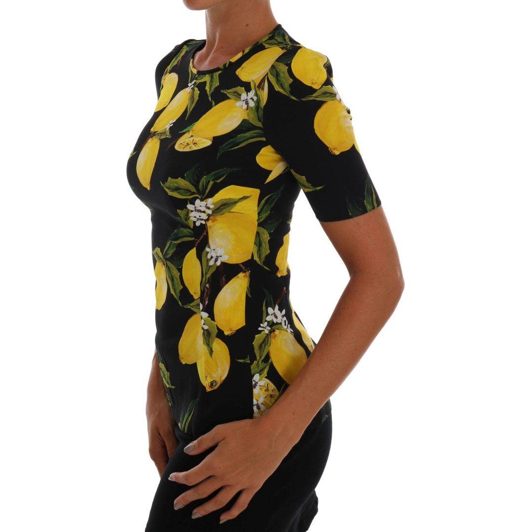 Dolce & Gabbana Multicolor Lemon Silk Stretch T-Shirt