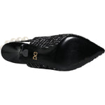 Dolce & Gabbana White Black Chevron Faux Pearl Slingback Shoes LA11760-35