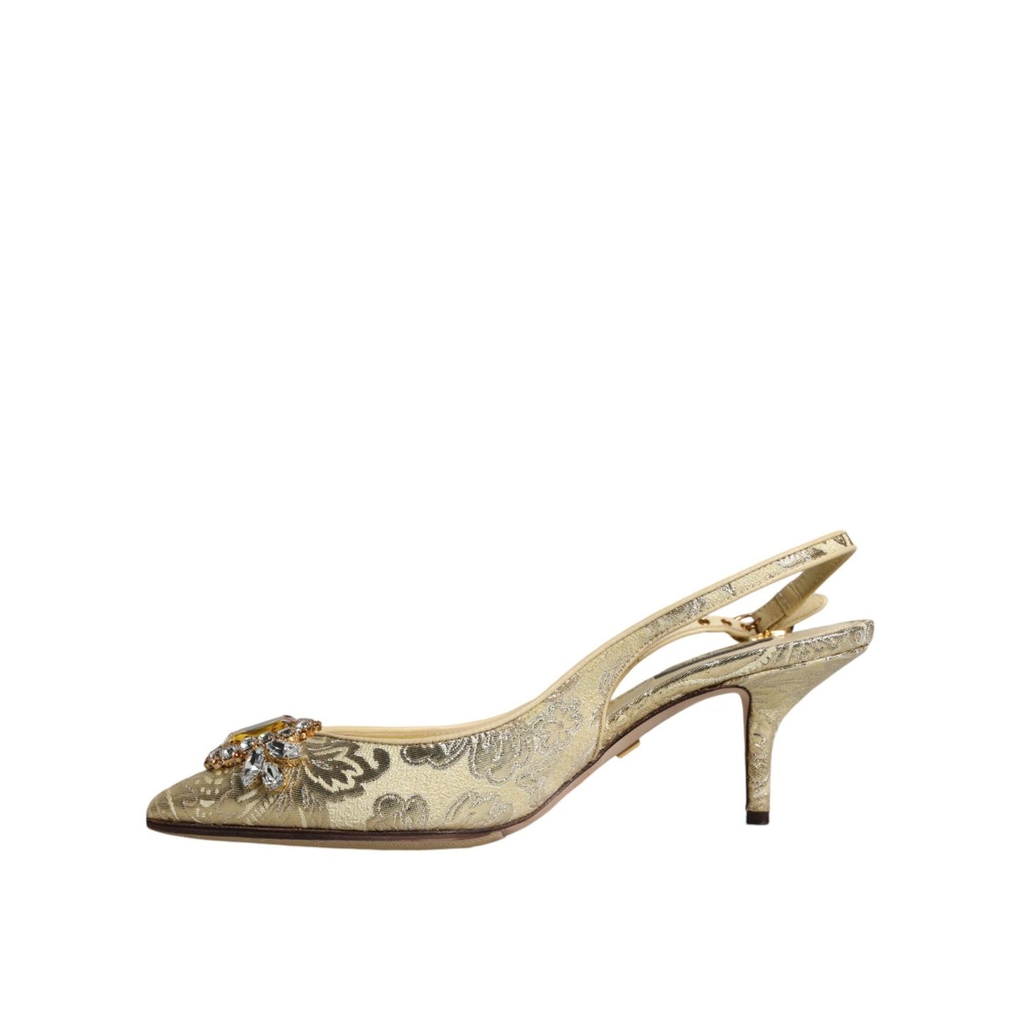 Dolce & Gabbana Gold Crystal Pumps Heels Slingbacks Shoes