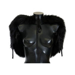 Dolce & Gabbana Black Silver Fox Fur Scarf Fur Scarves