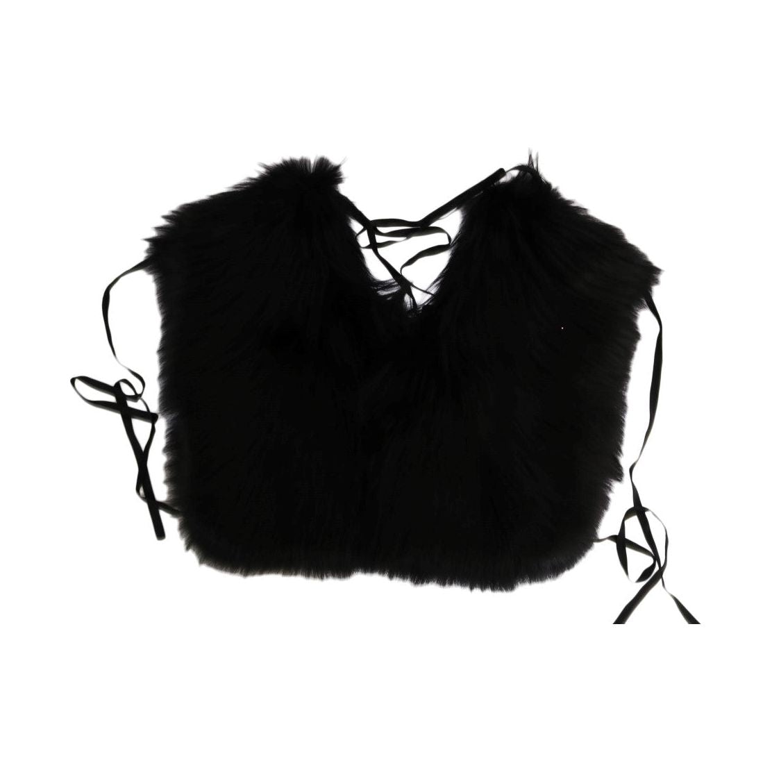 Dolce & Gabbana Black Silver Fox Fur Scarf Fur Scarves