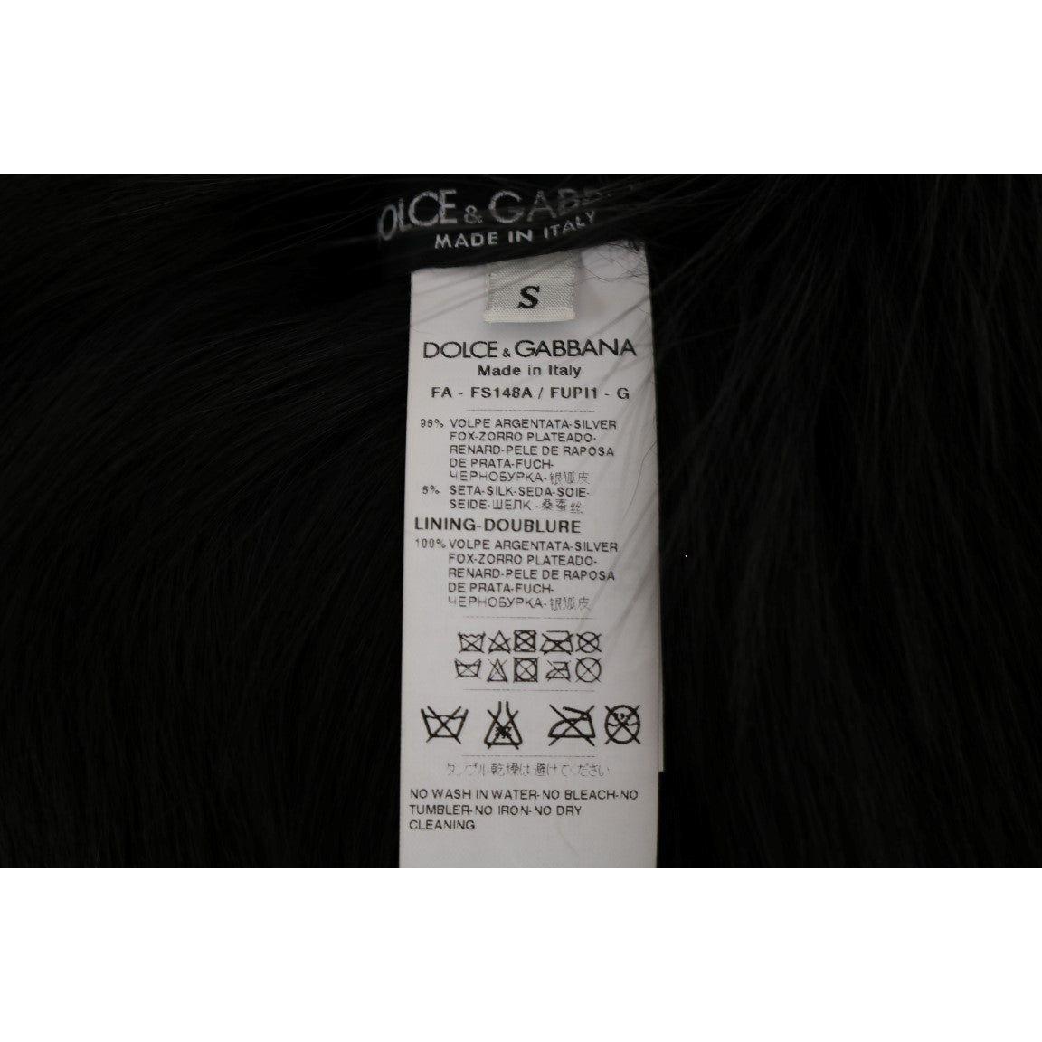 Dolce & Gabbana Black Silver Fox Fur Scarf Fur Scarves