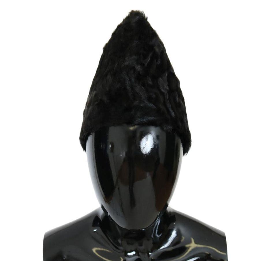 Dolce & Gabbana Black Xiangao Lamb Fur Beanie Beanie Hat