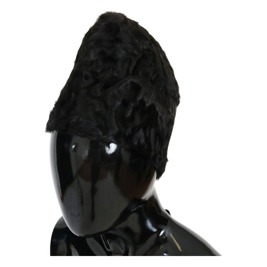Dolce & Gabbana Black Xiangao Lamb Fur Beanie Beanie Hat