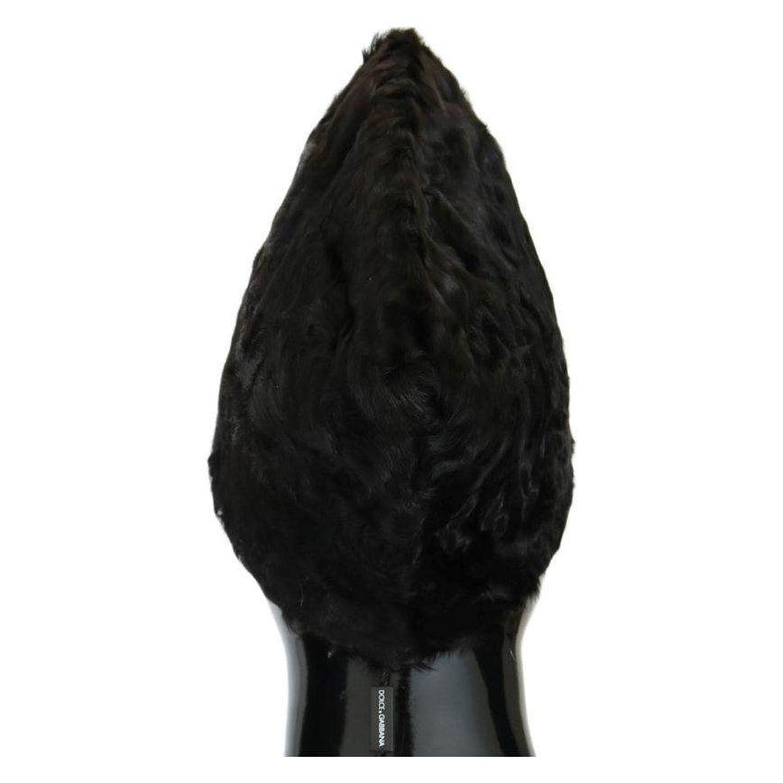 Dolce & Gabbana Black Xiangao Lamb Fur Beanie Beanie Hat