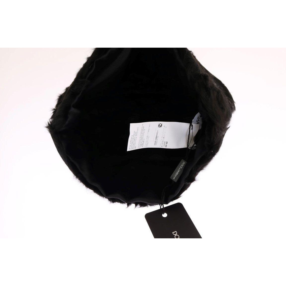 Dolce & Gabbana Black Xiangao Lamb Fur Beanie Beanie Hat