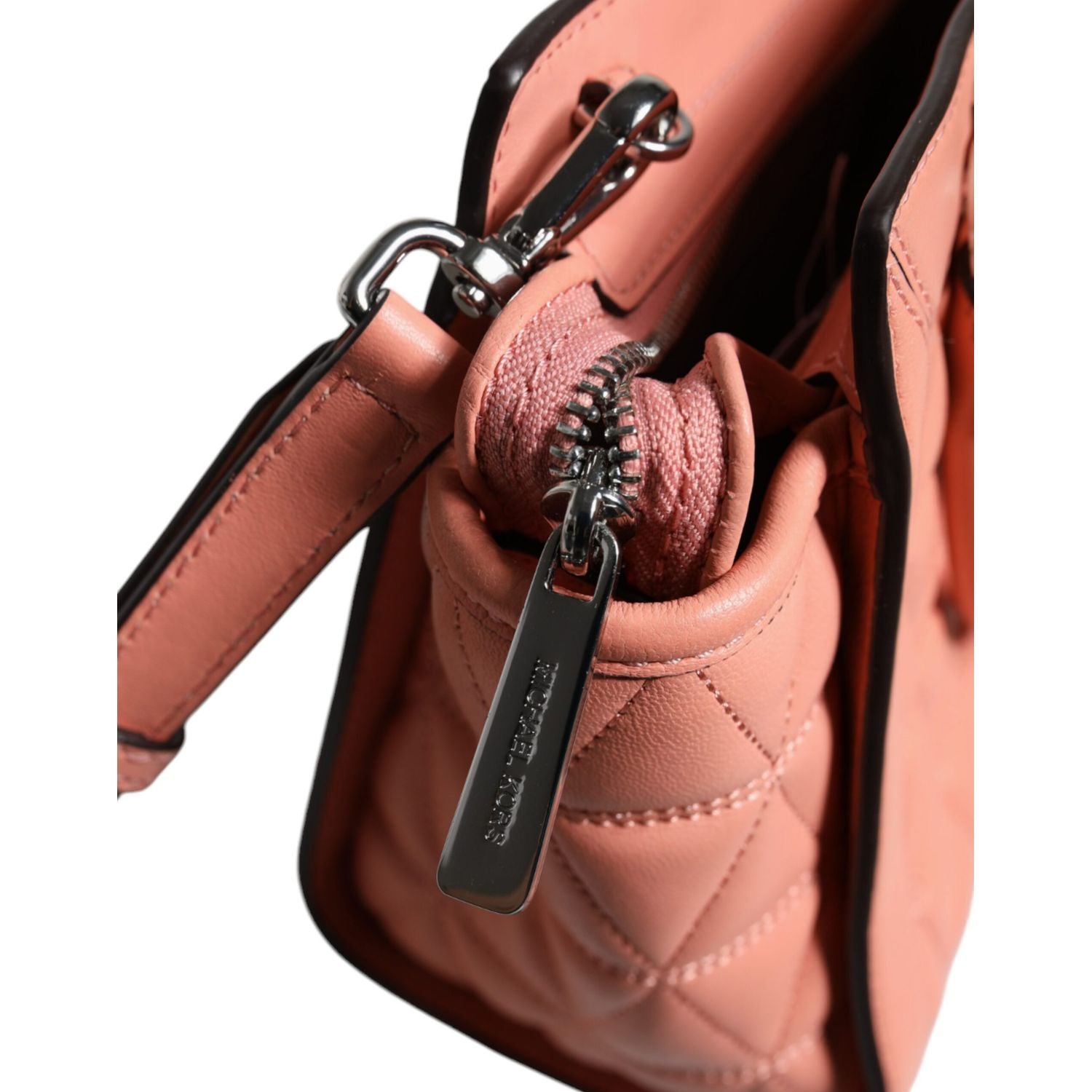 Michael Kors Peach Quilted Leather Logo Crossbody VIVIANNE Messenger Bag