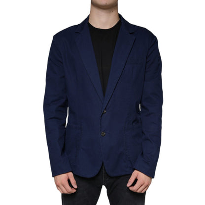 Dolce & Gabbana Blue Notch Single Breasted Dress Coat Blazer