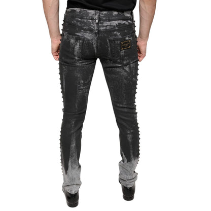 Dolce & Gabbana Black Embellished Cotton Skinny Denim Jeans