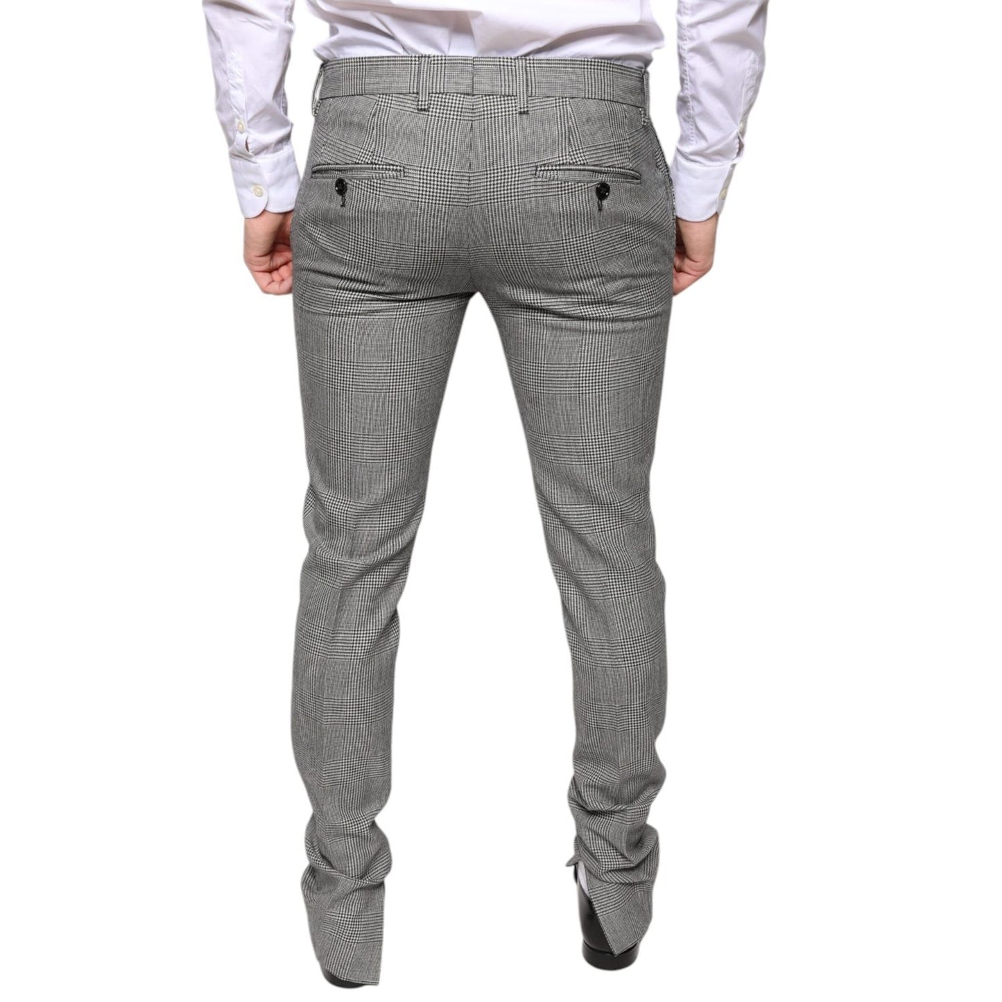 Dolce & Gabbana Gray Check Tartan Wool Skinny Pants