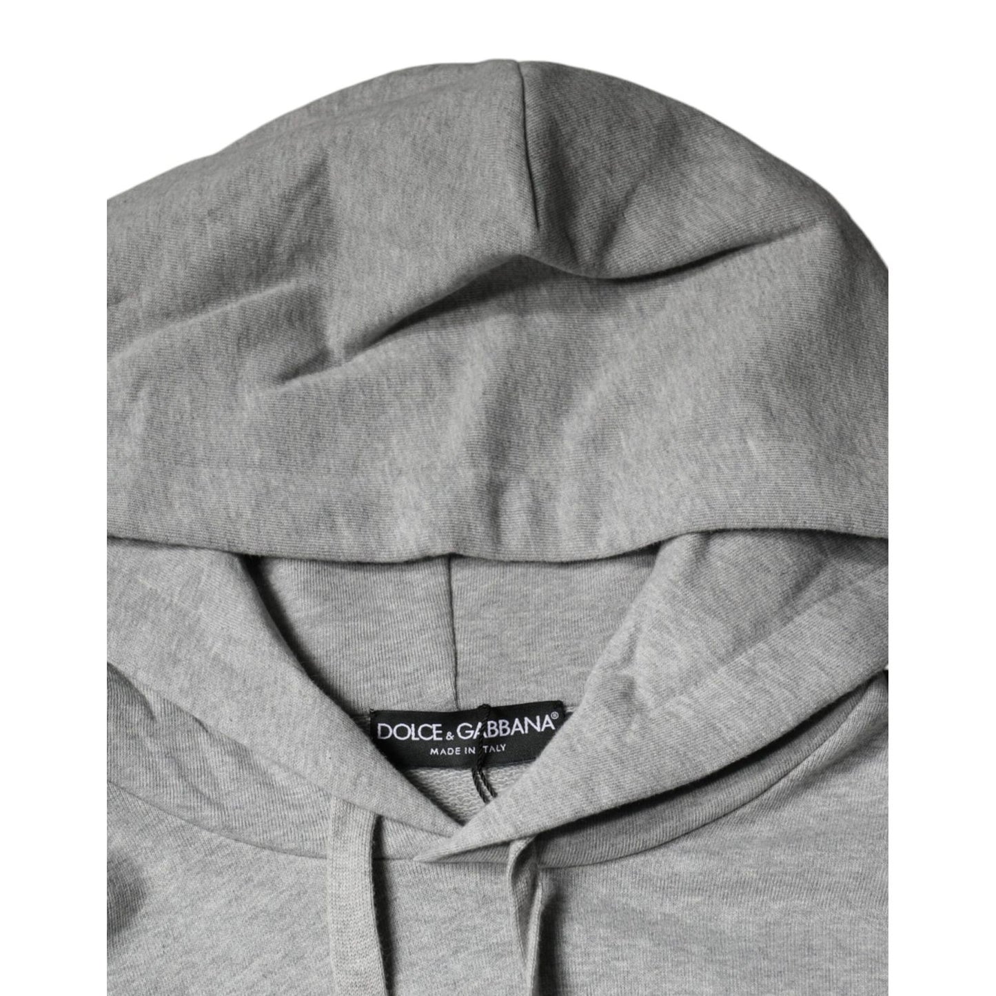 Dolce & Gabbana Gray Cotton Logo Hooded Sweatshirt Sweater