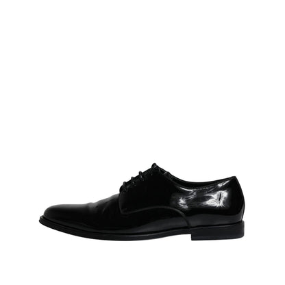 Dolce & Gabbana Black Leather Lace Up Men Derby Formal Shoes