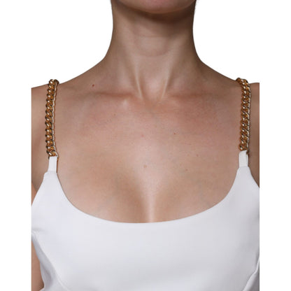 Elisabetta Franchi White Sleeveless Bodycon Sheath Mini Dress
