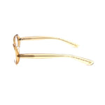 Side view of Bottega Veneta Bicolor Acetate Frames in yellow and brown, showcasing acetate material and temple design.