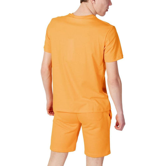 Back view of men's orange cotton T-shirt, part of the Spring/Summer collection. 100% cotton fabric designed for comfort.