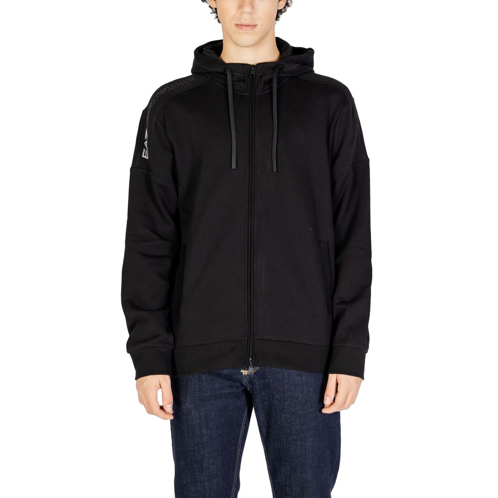 EA7 Emporio Armani Black Cotton Hoodie