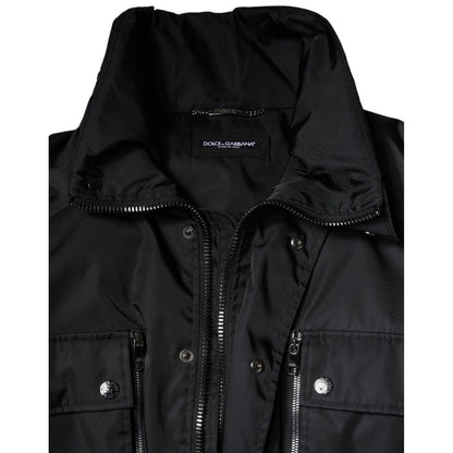 Dolce & Gabbana Black Nylon Winter Men Parka Coat Jacket