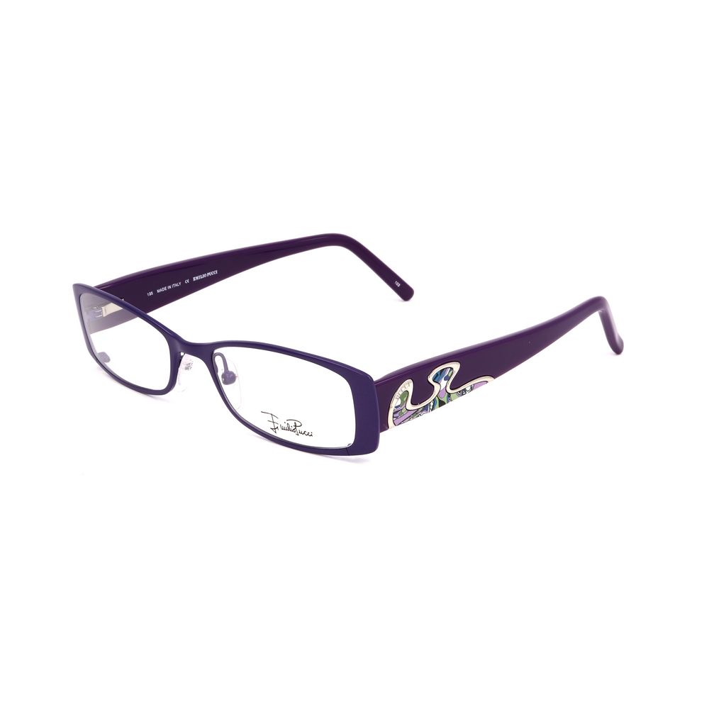 Emilio Pucci Purple Metal Frames in lilac color with decorative temples, size 50/17/135mm for women.