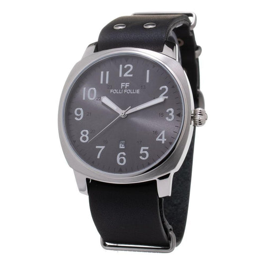 Folli Follie Black Leather Watch
