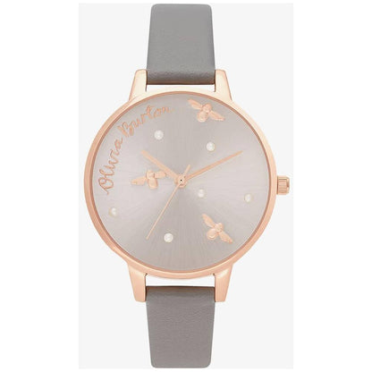 Olivia Burton Gray Artificial Leather Dress Watch