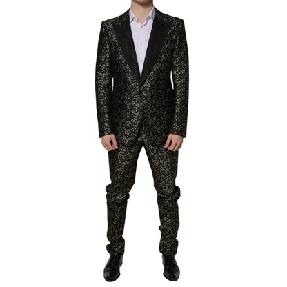 Dolce & Gabbana Black Stars Jacquard SICILIA 2 Piece Suit