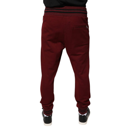 Dolce & Gabbana Dark Red Cotton Men Jogger Sweatpants Pants