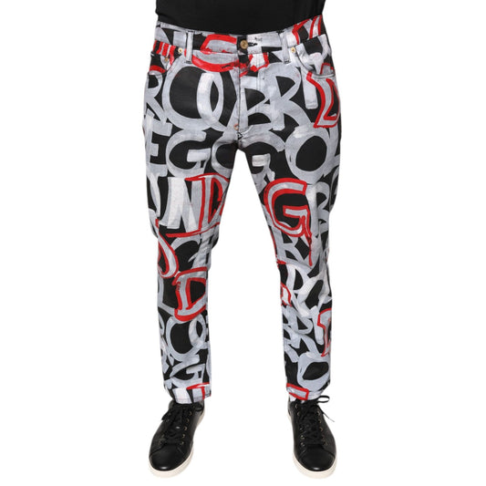Dolce & Gabbana Multicolor Cotton Monogram Skinny Denim Jeans