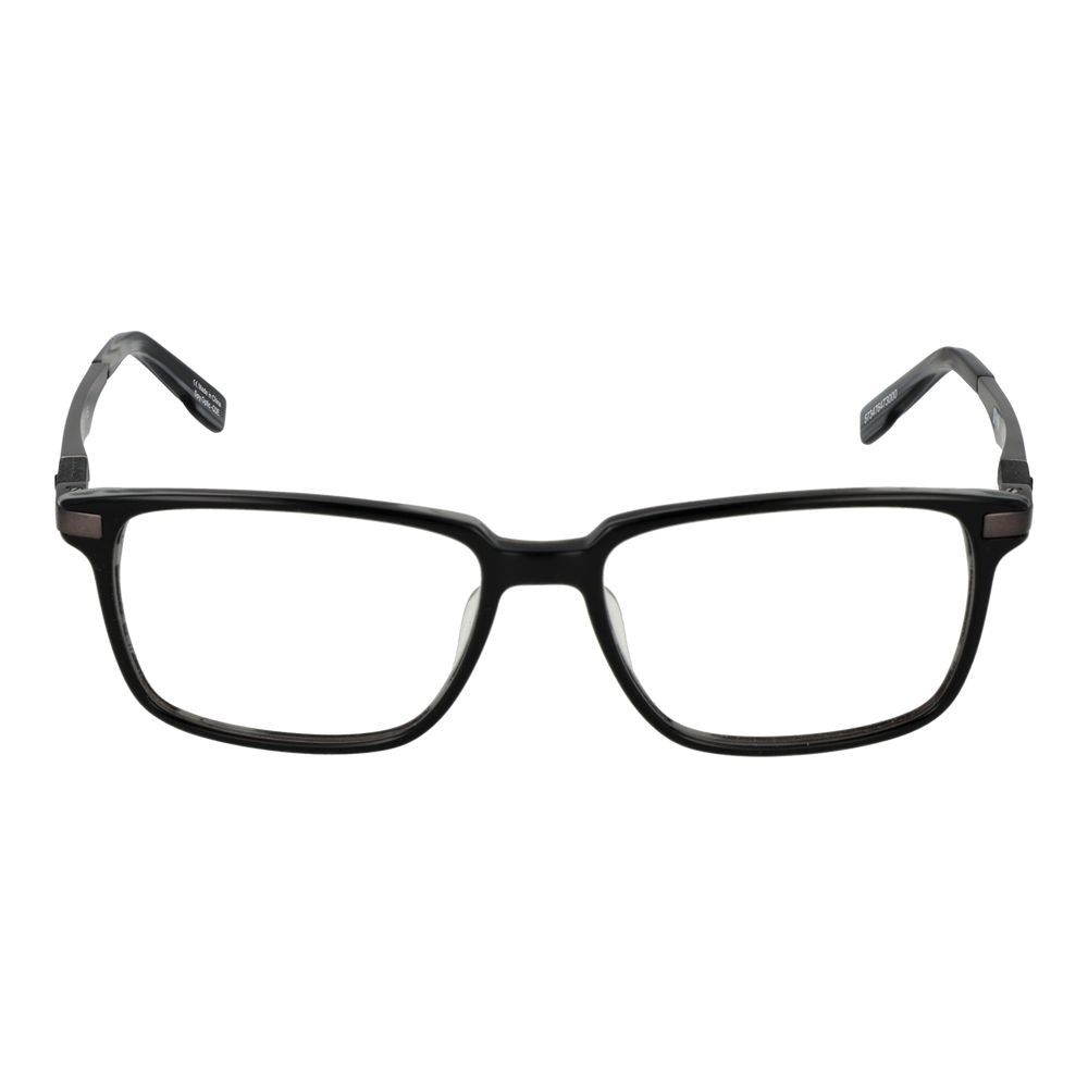 Spy Black Men Glasses Frame, black full-rim rectangle style with plastic material, spring hinge, size 57-17-145.